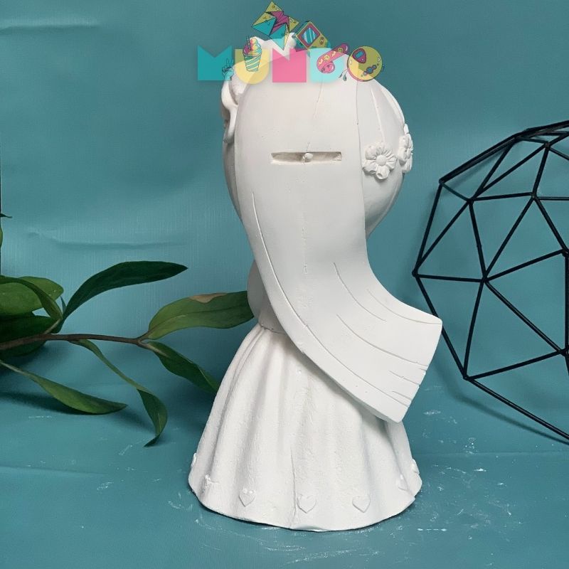 Tượng tô màu  cao cấp kèm màu SIZE XXL GIRL&CAT, tượng thạch cao MUNDO