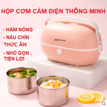 Hộp cơm cắm điện hâm nóng thức ăn , Nồi cơm điện mini hộp cơm điện văn phòng đa chức năng ruột inox vt186