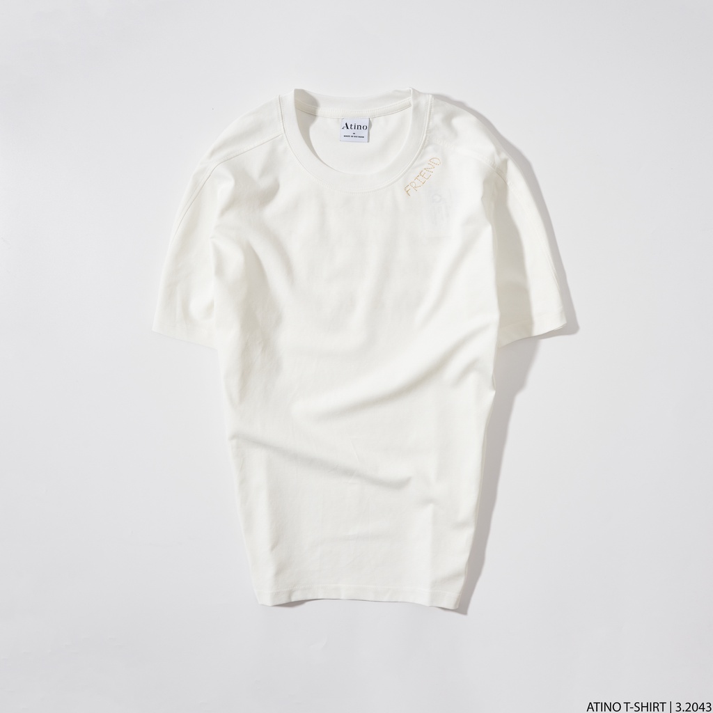 Áo Phông Nam Cộc Tay Cổ Tròn Thêu Chữ FRIEND ATINO chất liệu Cotton thoáng mát form Fitted AP3.2043