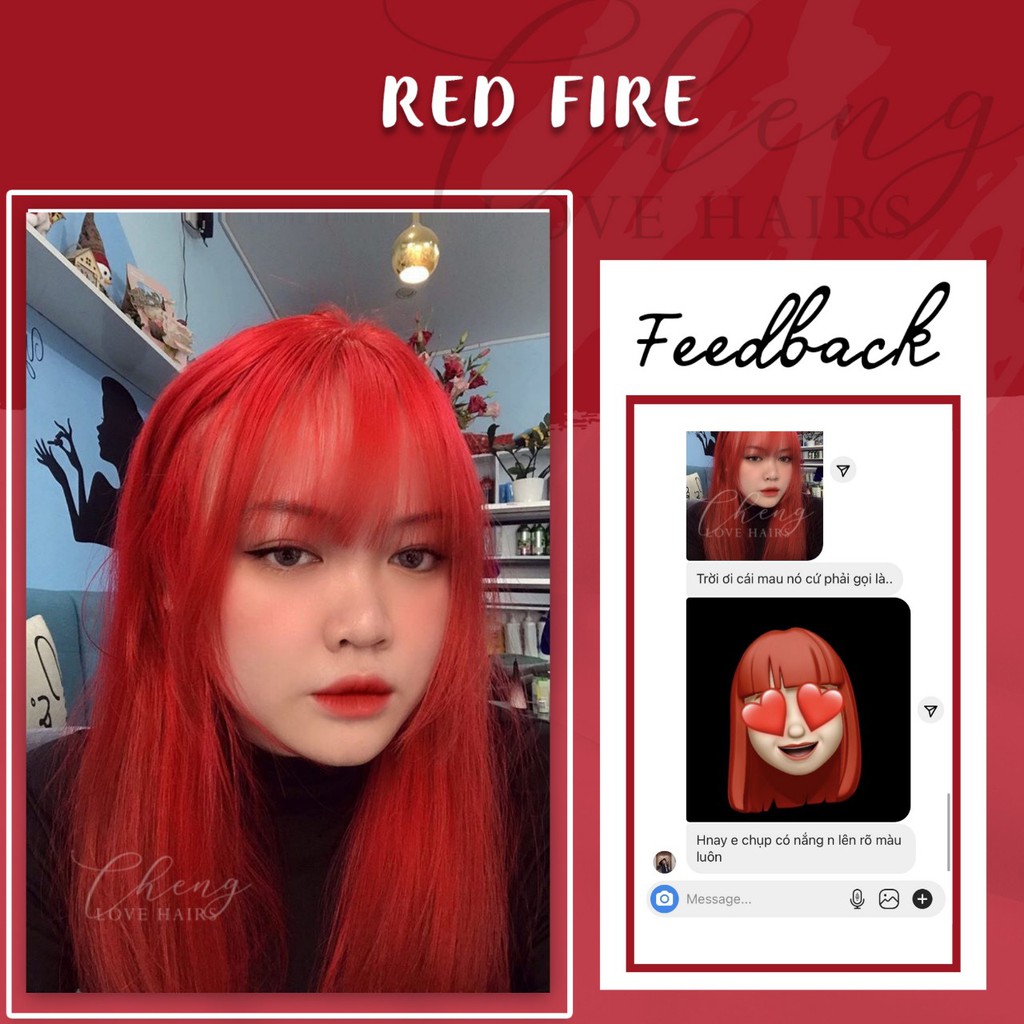 Thuốc nhuộm tóc ĐỎ RED - ĐỎ LỬA - FIRE không cần thuốc tẩy tóc Chenglovehairs, Chenglovehair