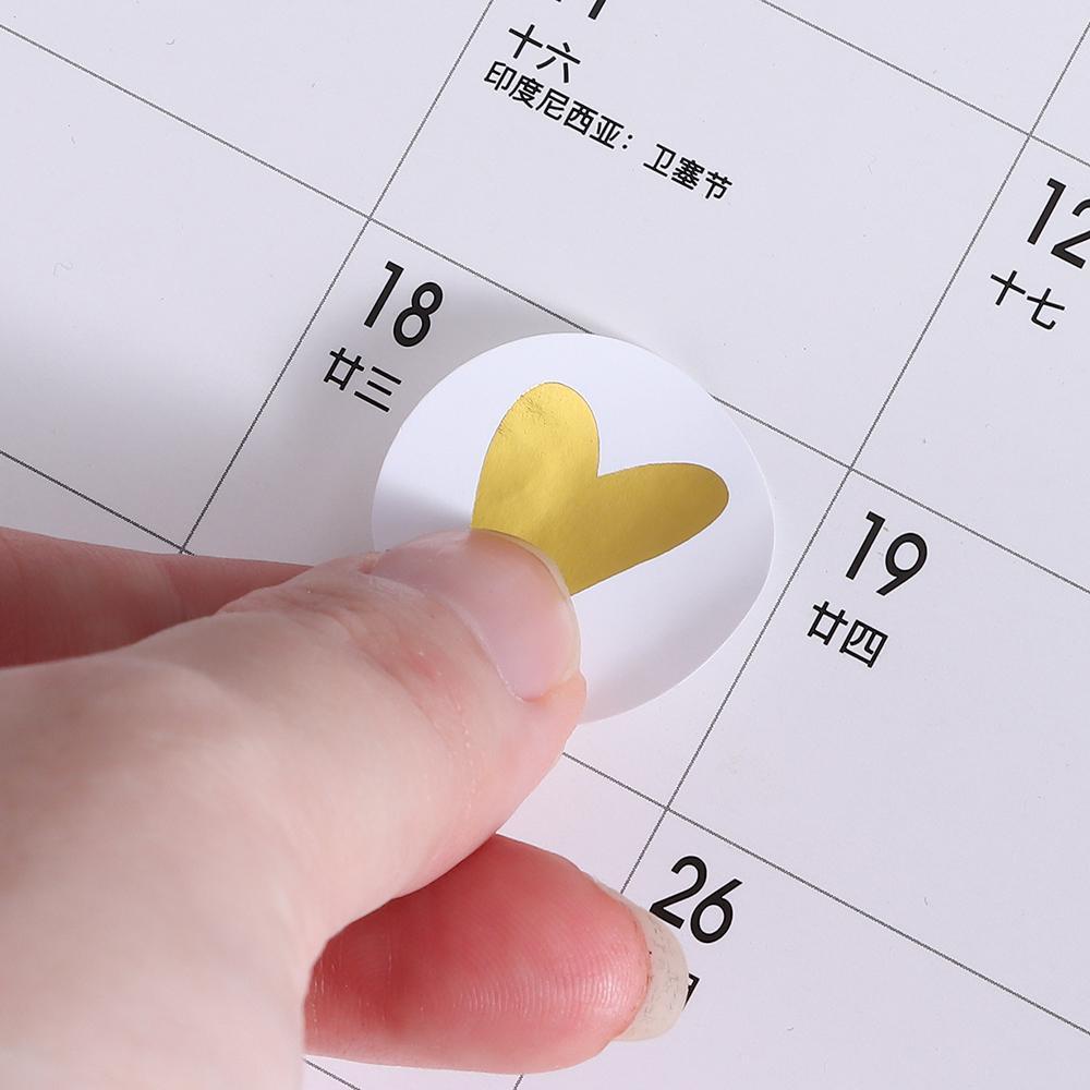 Set 80 / 160 Miếng Dán Hình Tròn Họa Tiết Trái Tim Trang Trí Túi Bánh