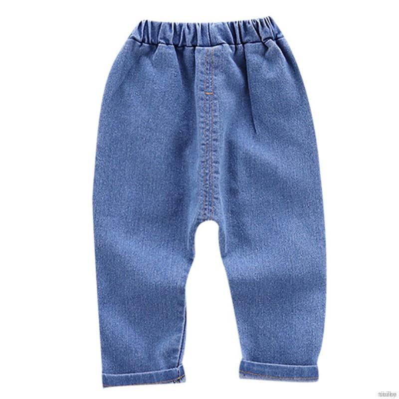 ruiaike  Boy Girl Kids Long Pants Letters Rainbow Print Denim Pants Straight Loose Jeans Trousers