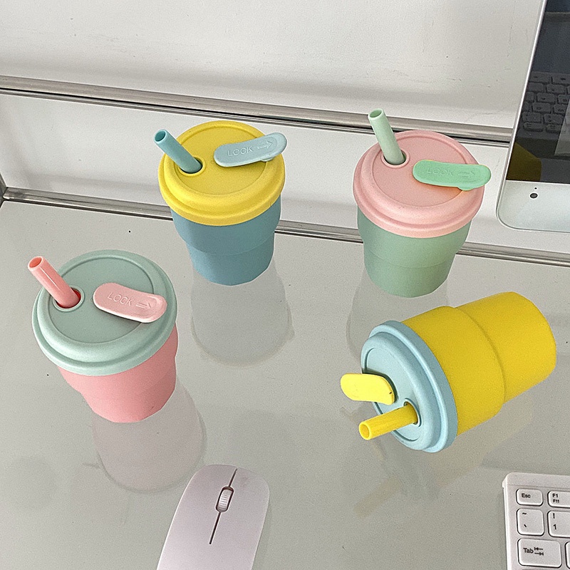 Bình Nước Dung Tích 400ML Kèm Ống Hút Tiện Lợi