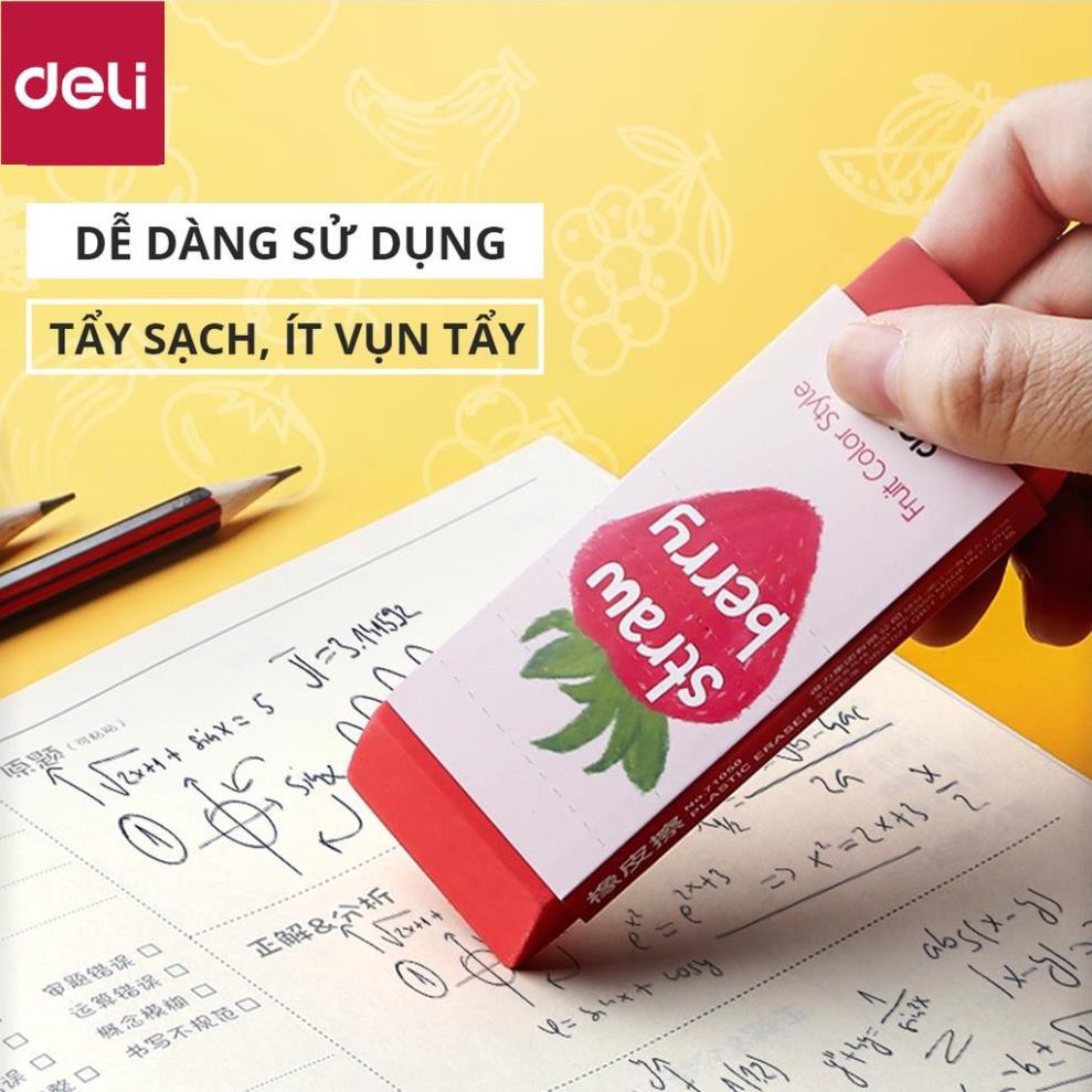 Gôm tẩy Deli hình vẽ hoa quả Đỏ/ Xanh lá/ Vàng/ Xanh ngọc - 71050 [Deli]