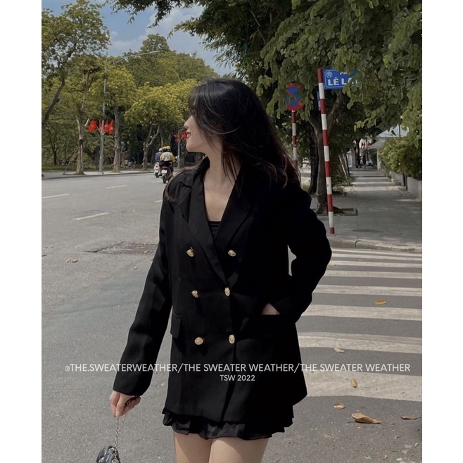 Áo khoác vest 2 lớp cúc vàng the.sweaterweather TSW (ảnh thật)