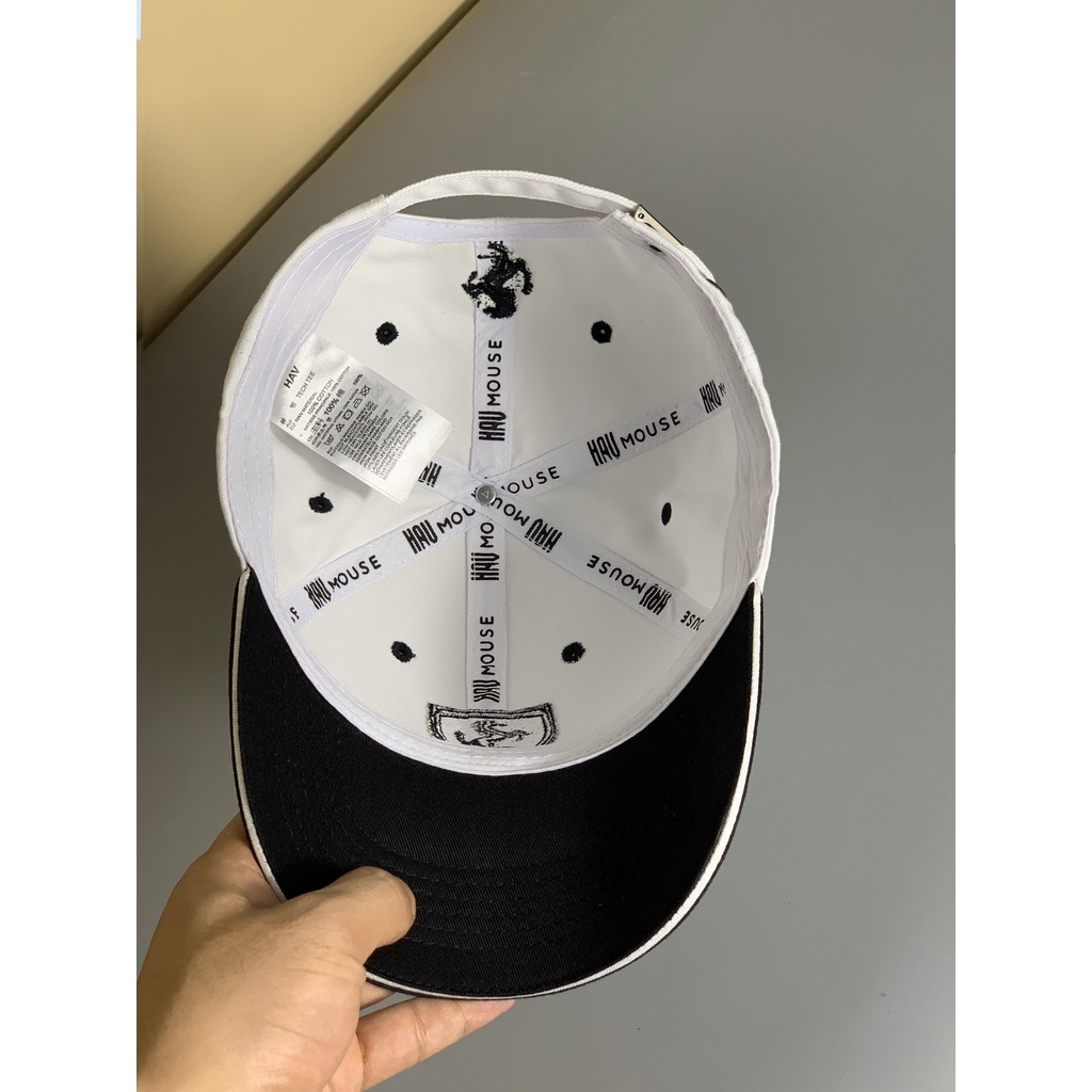 Mũ lưỡi trai Ferrari trắng mix đen, nón kết nam nữ phụ kiện thời trang unisex cao cấp phong cách thể thao Hàn Quốc.
