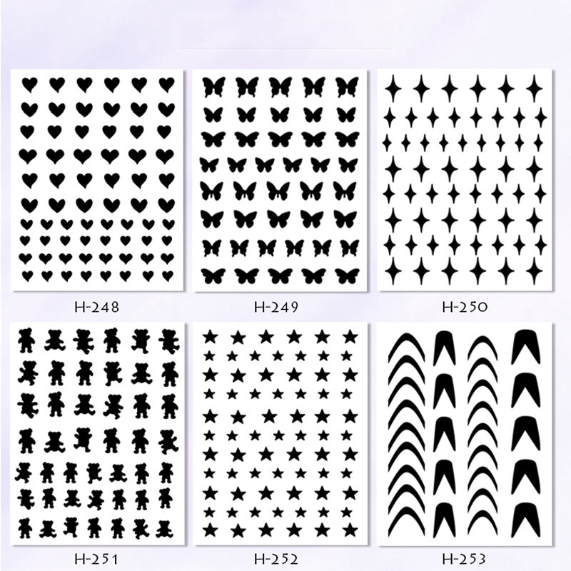 Miếng dán trang trí móng tay kiểu Pháp hình Trái Tim/ Bướm/ Ngôi Sao/ Gấu Xinh Xắn