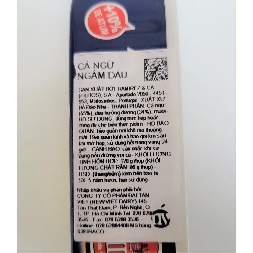 [Hộp (Vàng) 120g] CÁ NGỪ NGÂM DẦU [Portugal] RAMIREZ Wild Tuna in Vegetable Oil (nvt)