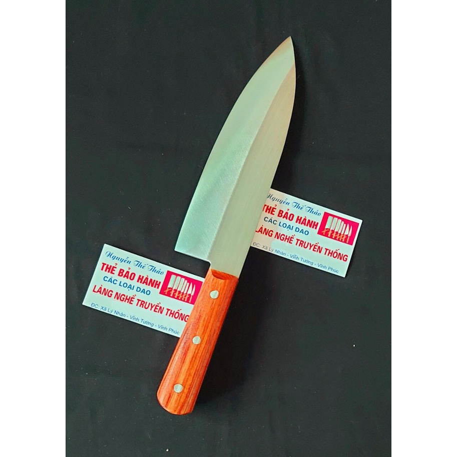 Dao nhà bếp Nhật chuyên thái thịt làm 100% từ thép trắng không gỉ chuôi gỗ
