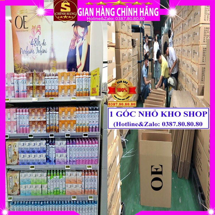 Xịt khử mùi hôi nách toàn thân chính hãng OE pháp cho nữ và nam thay thế nước hoa không ố áo vùng nách cơ thể 200ml 48h
