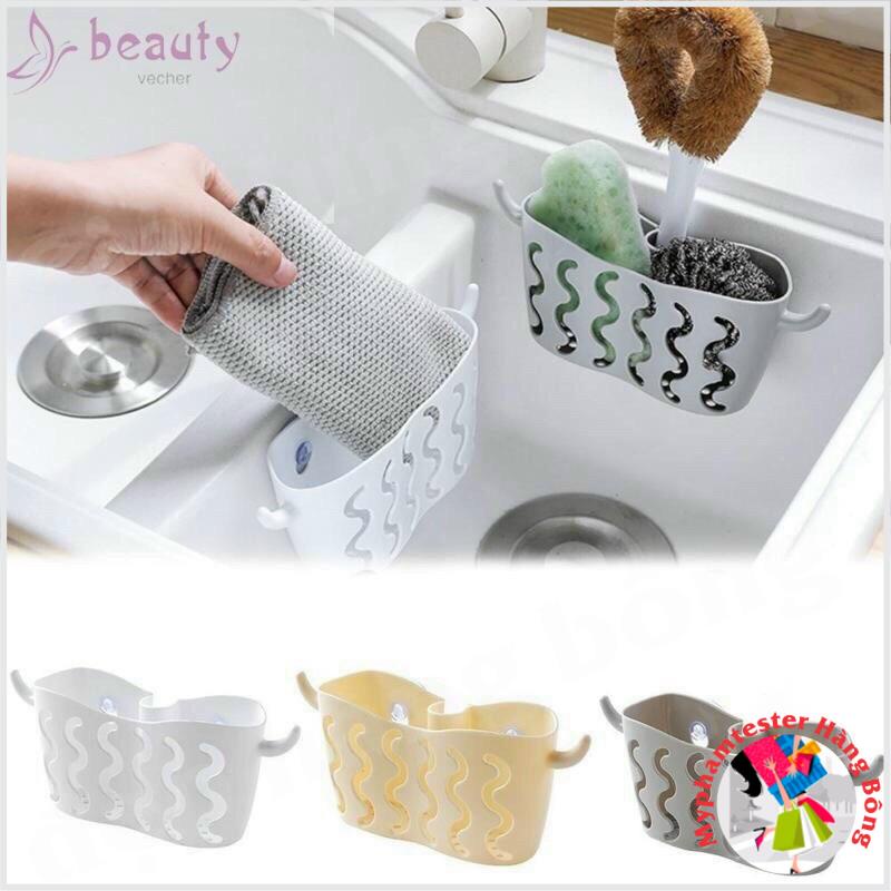 (SIÊU RẺ) Giỏ cài vòi nước hoặc gắn tường hít chân không thông minh