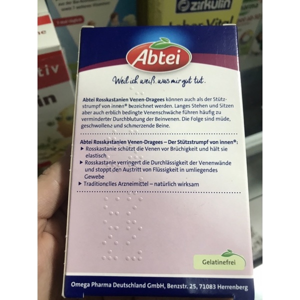 Viên uống Abtei Venen Aktiv Dragees giãn tĩnh mạch