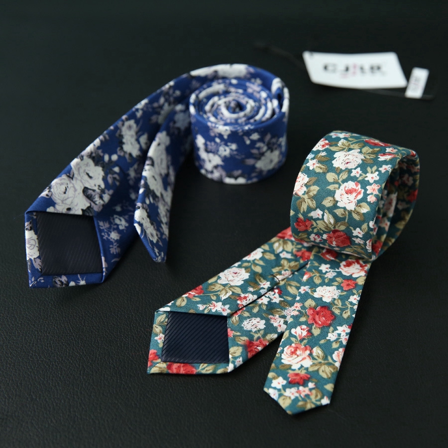 Cà vạt EFAN cotton họa tiết hoa thời trang rộng 6cm dành cho nam