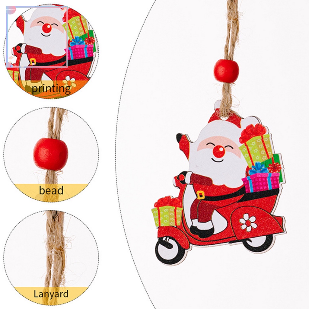 Bộ 12 Miếng Gỗ Hình Ông Già Noel Treo Trang Trí Xe Hơi