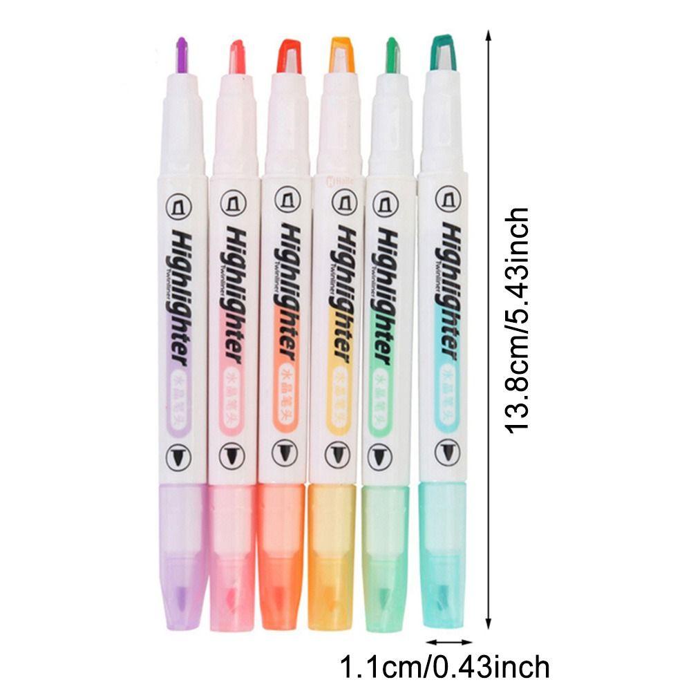 LEISURE Set 6 Bút Bắt Sáng Hai Đầu Màu Sắc Ngọt Ngào