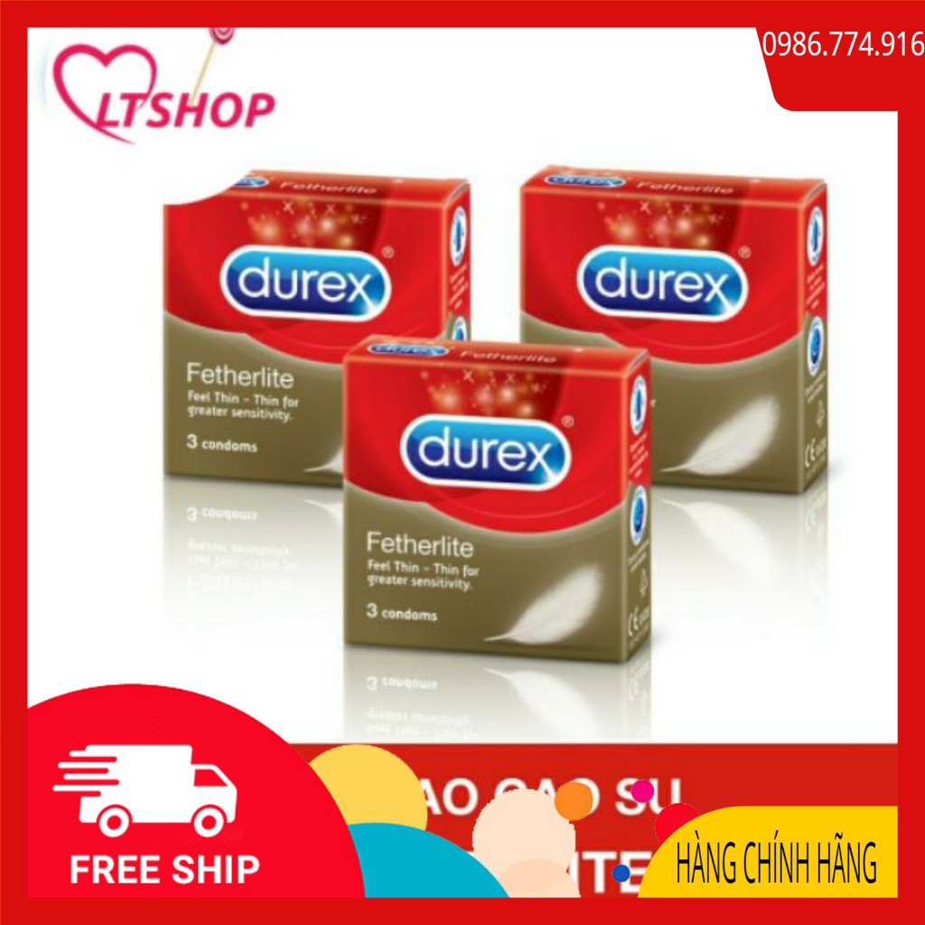 ❤chính hãng❤🆘che tên sản phẩm🆘Bộ 3h bao cao su durex fetherlite ( 3cái/ hộp)