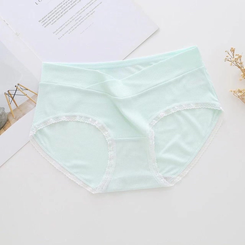 Quần bầu lót cạp chéo kháng khuẩn ,mềm mịn,co giãn nhẹ,pha ren ,màu xinh xỉu-có size theo từng chu kì