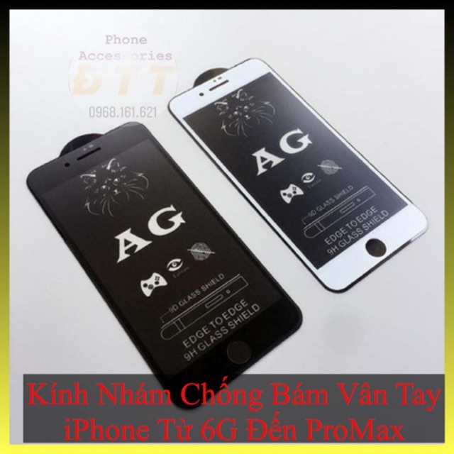 { Chống Bám Vân Tay } Kính Cường Lực Nhám iPhone Full Màn Hình,Cảm Ứng Tốt Hơn Rất Nhiều,Có 6G ->12Promax