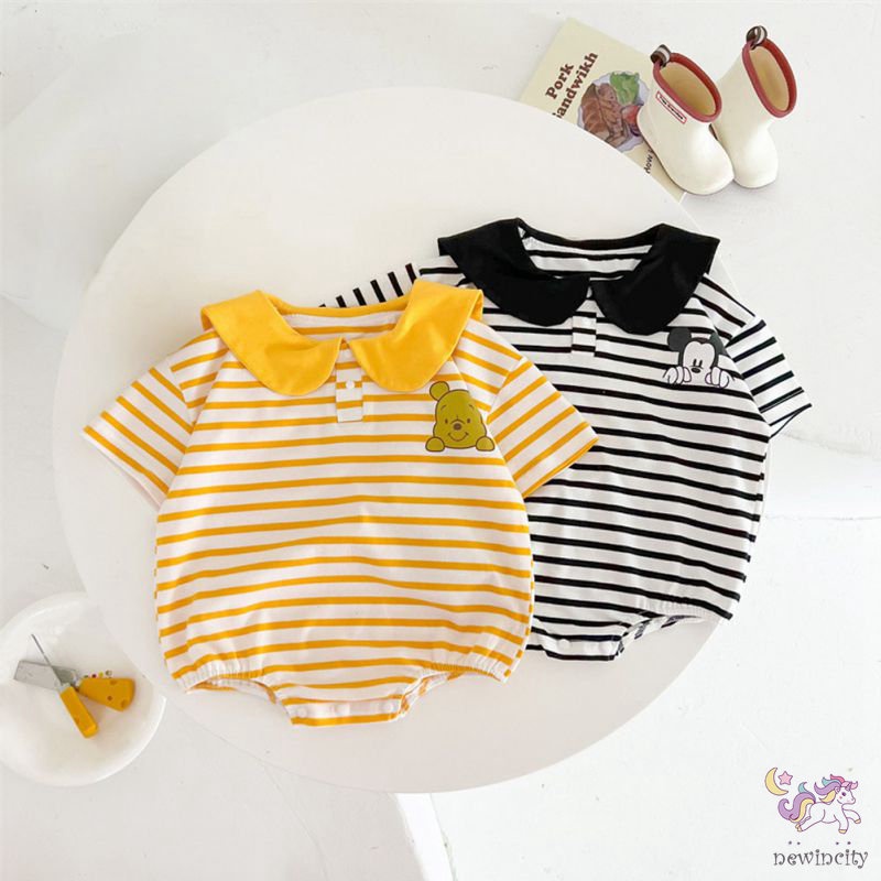 Bộ Áo Liền Quần Tay Ngắn In Hoạt Hình Kiểu Hàn Quốc Dễ Thương Cho Bé