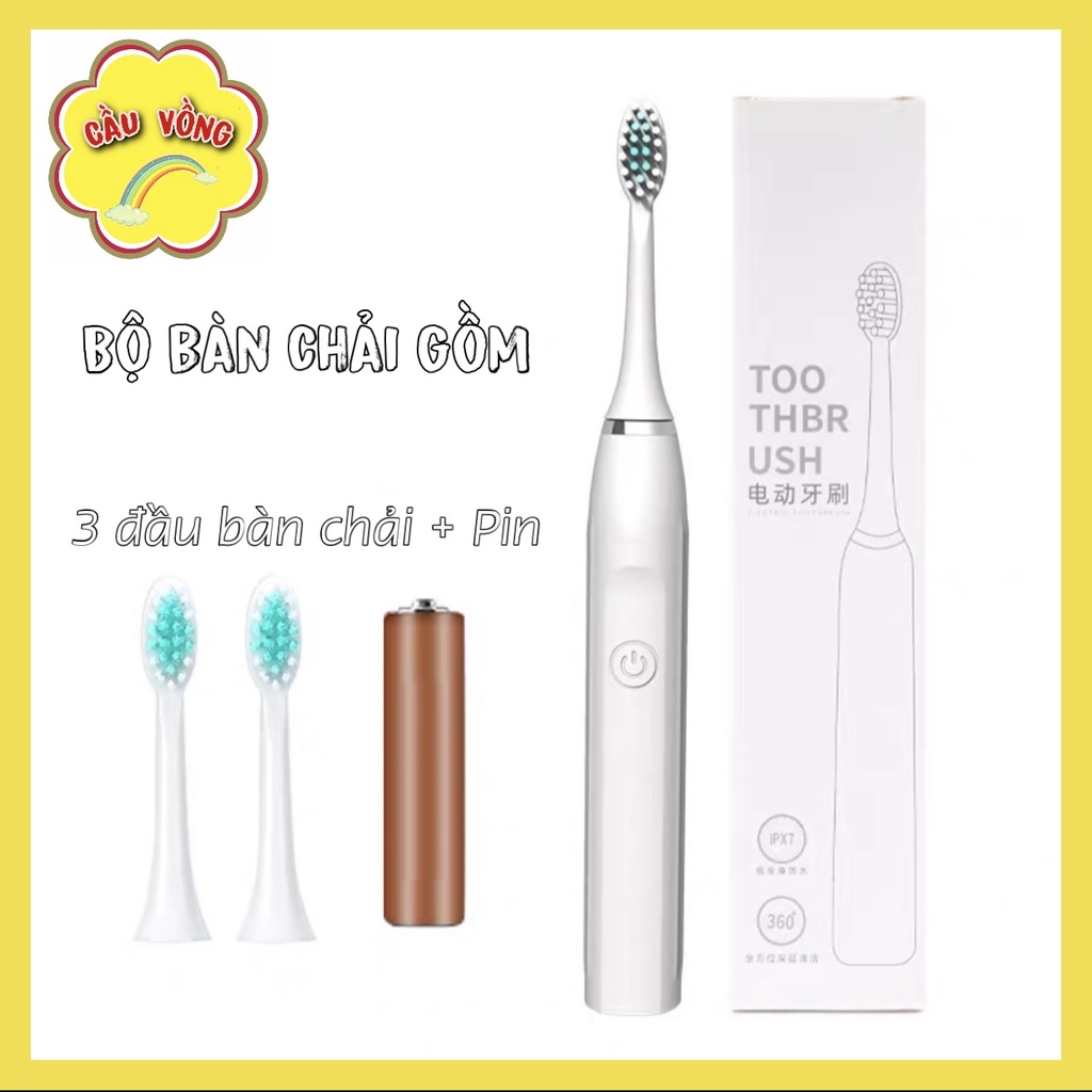 [Ưu đãi COMBO] Bàn chải Pin cao cấp, đầu bàn chải tự động làm sạch mảng bám, kẽ chân răng