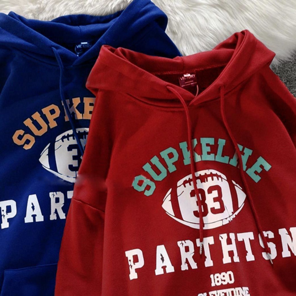 ☦Áo Len Trùm Đầu☦Áo Khoác Hoodie Len Lông Cừu Màu Xanh Dương Phong Cách Đường Phố Mỹ Retro Đường Phố Cho Cặp Đôi