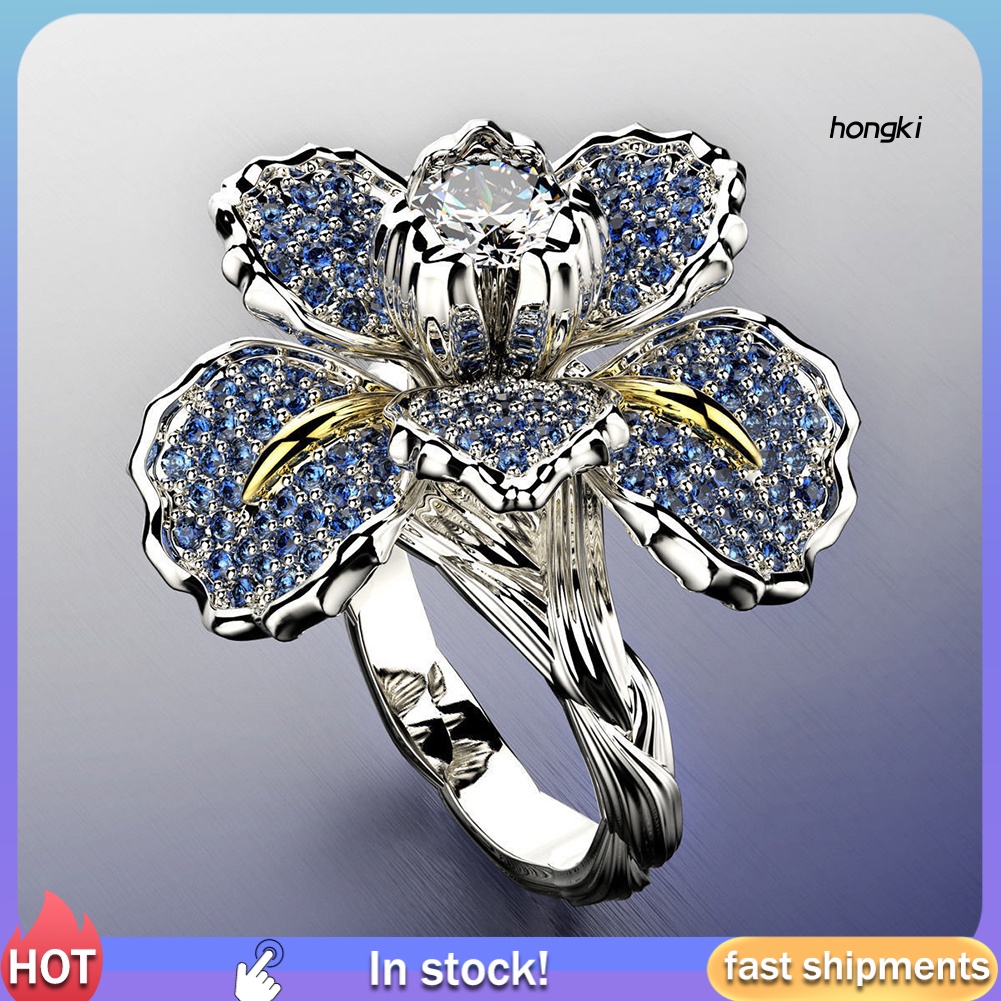 Nhẫn Đính Đá Hình Hoa Sang Trọng Cho Nữ