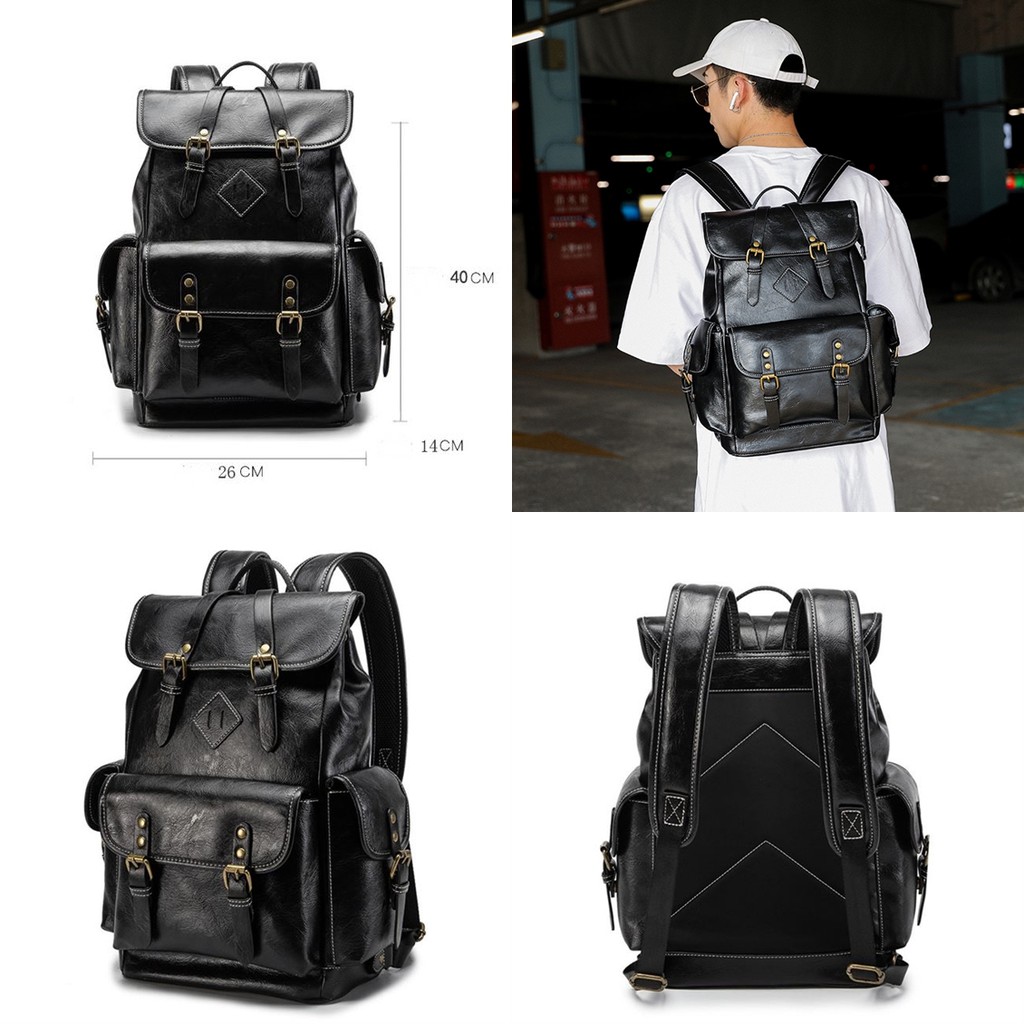 Balo da unisex W2P chất da PU cao cấp chống thấm nước chống bào mòn 4921