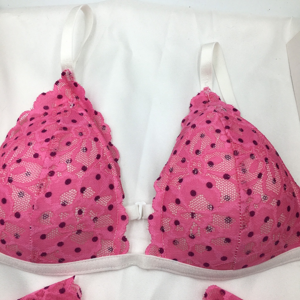 Đồ lót nữ sexy màu hồng chấm bi chất liệu ren cao cấp hàng thiết kế gồm quần+áo