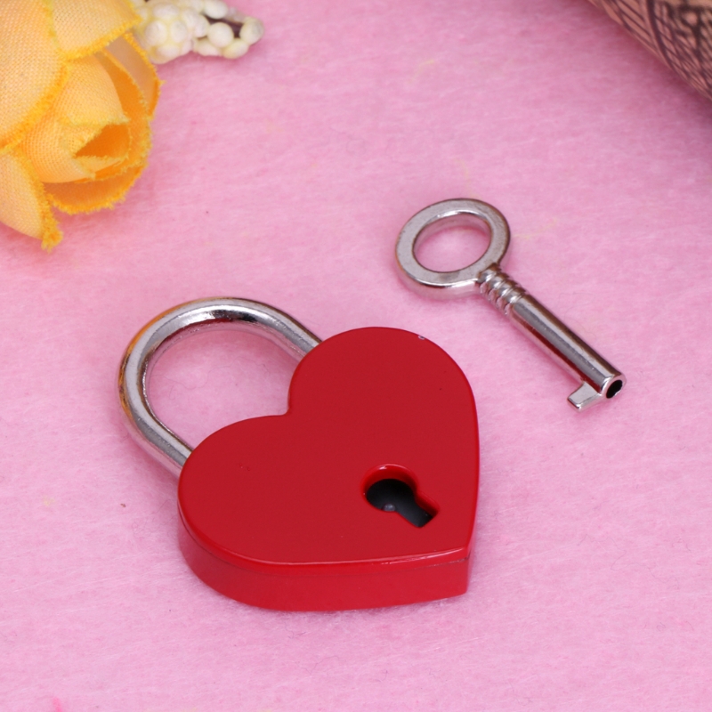 ❀INN  Heart Shape Vintage Old Antique Style Mini Archaize Padlocks Key Lock With key