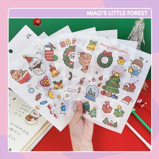 Sticker Noel MIAO'S LITTLE FOREST set 6 tấm hình dán chủ đề Giáng Sinh xinh xắn trang trí sổ tay bullet journal MST355
