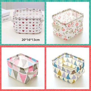 Hộp vải đựng đồ trang điểm, giỏ vải canvas đựng đồ cá nhân đa năng dễ thương size 20*16cm