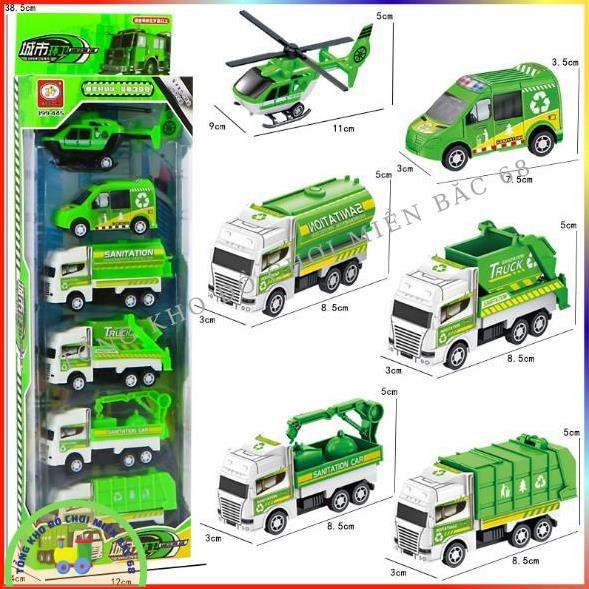 Đồ chơi mô hình hộp 6 xe ô tô Công trường Cứu hỏa Quân sư Môi trường chạy cót Đồ chơi hướng nghiệp cho bé TKMB68