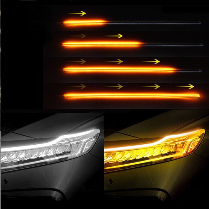 Bộ 2 Dây Đèn LED DRL 12V Ánh Sáng Trắng Chống Thấm Nước Cho Xe Hơi