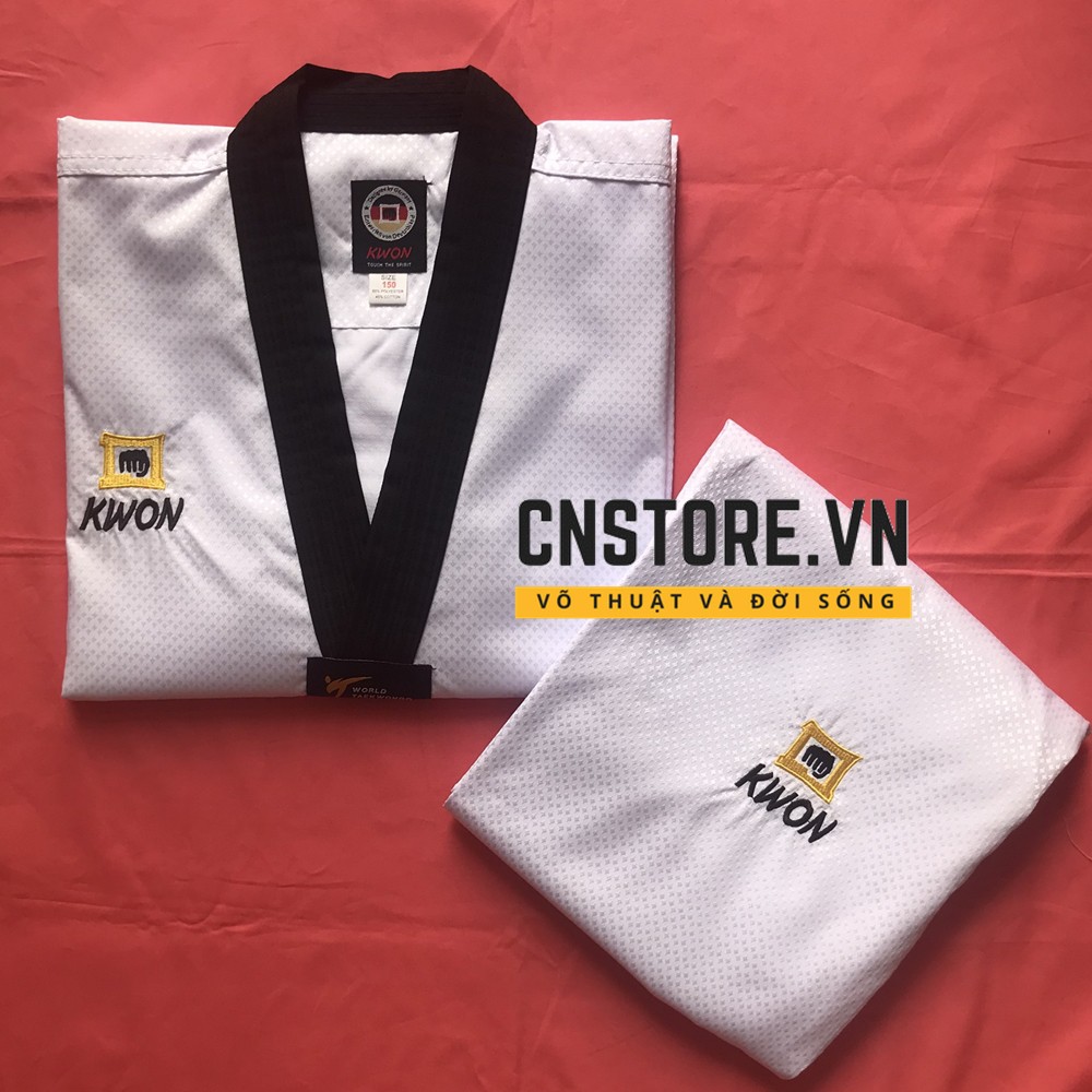 Võ Phục Taekwondo Cổ Đen Kwon Kim Cương Siêu Nhẹ Mát Mẻ