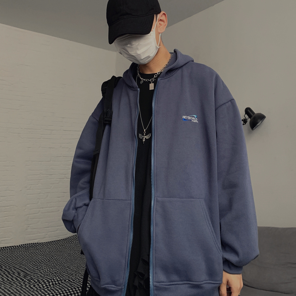 Áo Khoác Hoodie Dáng Rộng Phối Khóa Kéo In Chữ Đơn Giản Phong Cách Harajuku 226782 | BigBuy360 - bigbuy360.vn