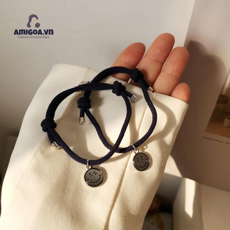 Vòng Tay Dây Bện Mặt Hình Mặt Cười Dễ Thương Cho Cặp Đôi