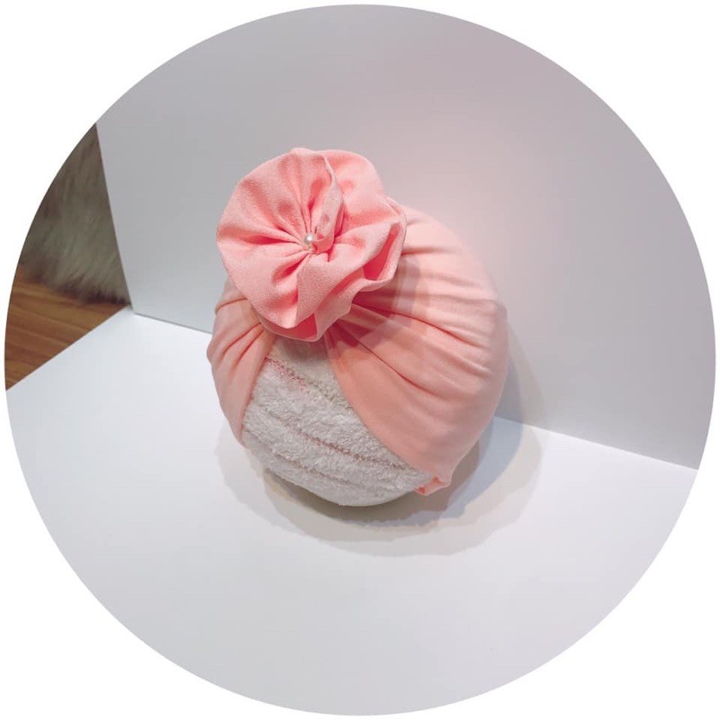 turban nón bé gái- mầu cam hồng dễ thương (4-7kg.6-10kg)