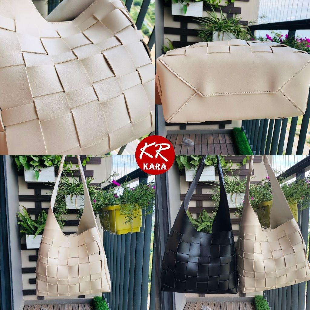 (Cao cấp) Túi Tote Da đan phong cách Hàn Quốc KR431-  Kèm ví, Size 29*28*13cm, Da PU cao cấp, 2 màu lựa chọn- KARA 431