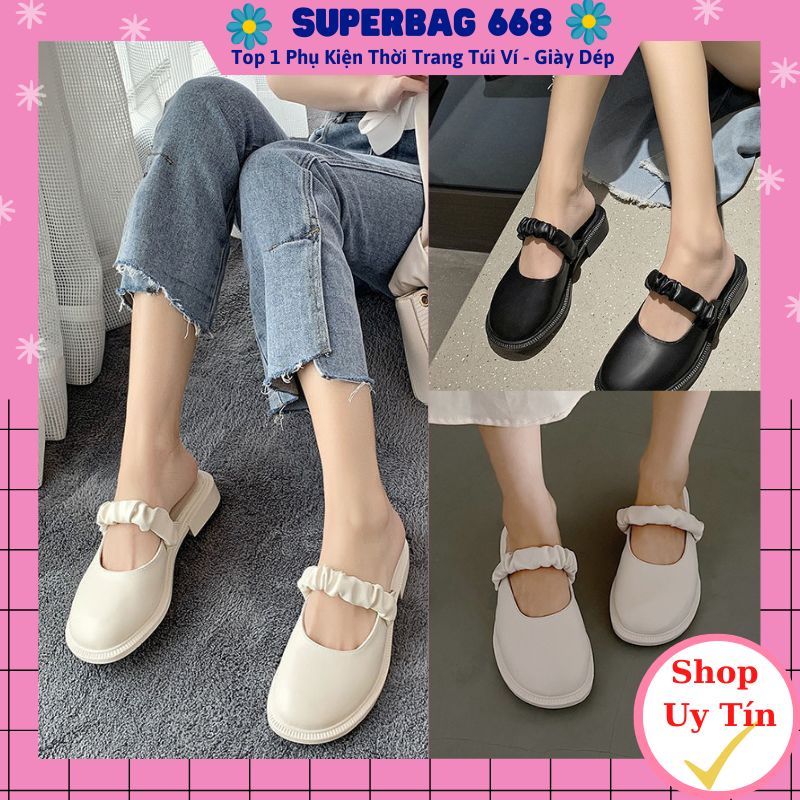 Giày Sục Nữ Vintage Lolita Tiểu Thư Da Mềm Phong Cách Hàn Quốc Superbag668 216