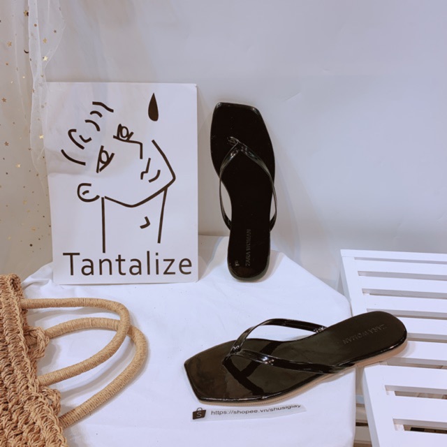 [Shopee trợ giá] Dép kẹp mũi vuông da bóng