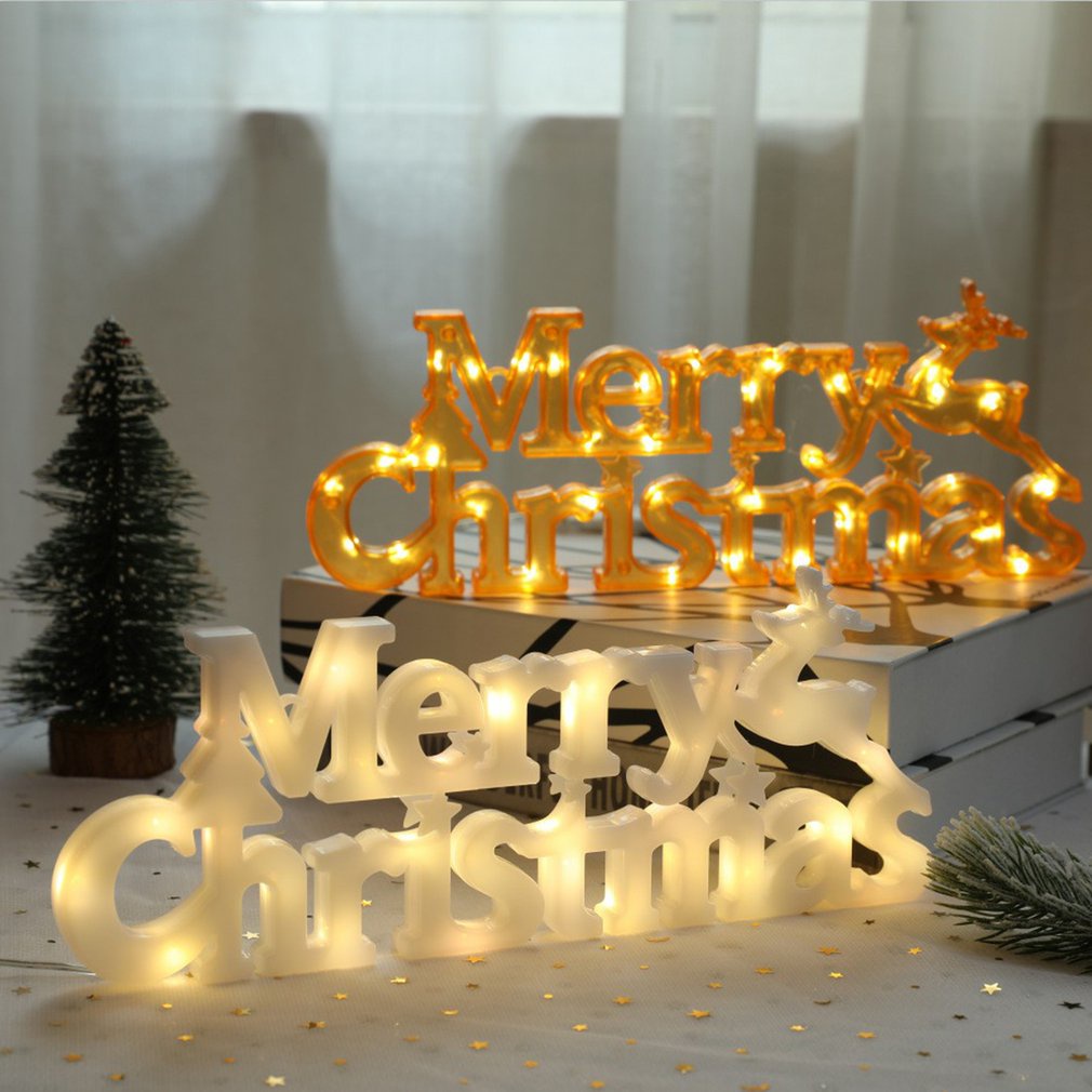 1 Đèn LED Dạng Chữ Merry Christmas Trang Trí Cây Thông Giáng Sinh Năm Mới
