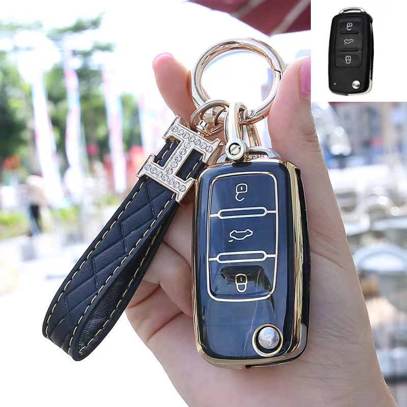 Vỏ Bọc Chìa Khóa Xe Volkswagen VW Polo Golf Passat Tiguan Beetle Caddy T5 Up Eos Skoda Octavia Seat Leon Altea