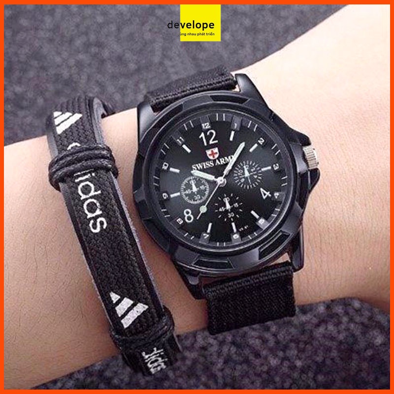 Đồng hồ nam SWISS ARMY dây dù, phong cách lính, chống nước