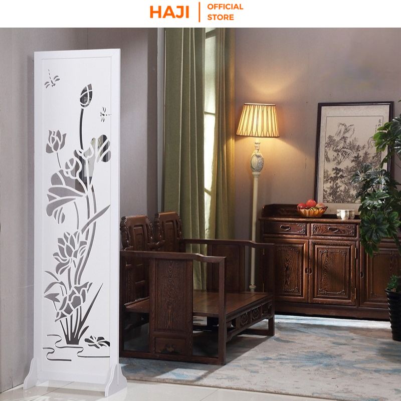 Vách ngăn bình phong hoa sen HAJI nhựa PVC dày dặn chống đổ D489