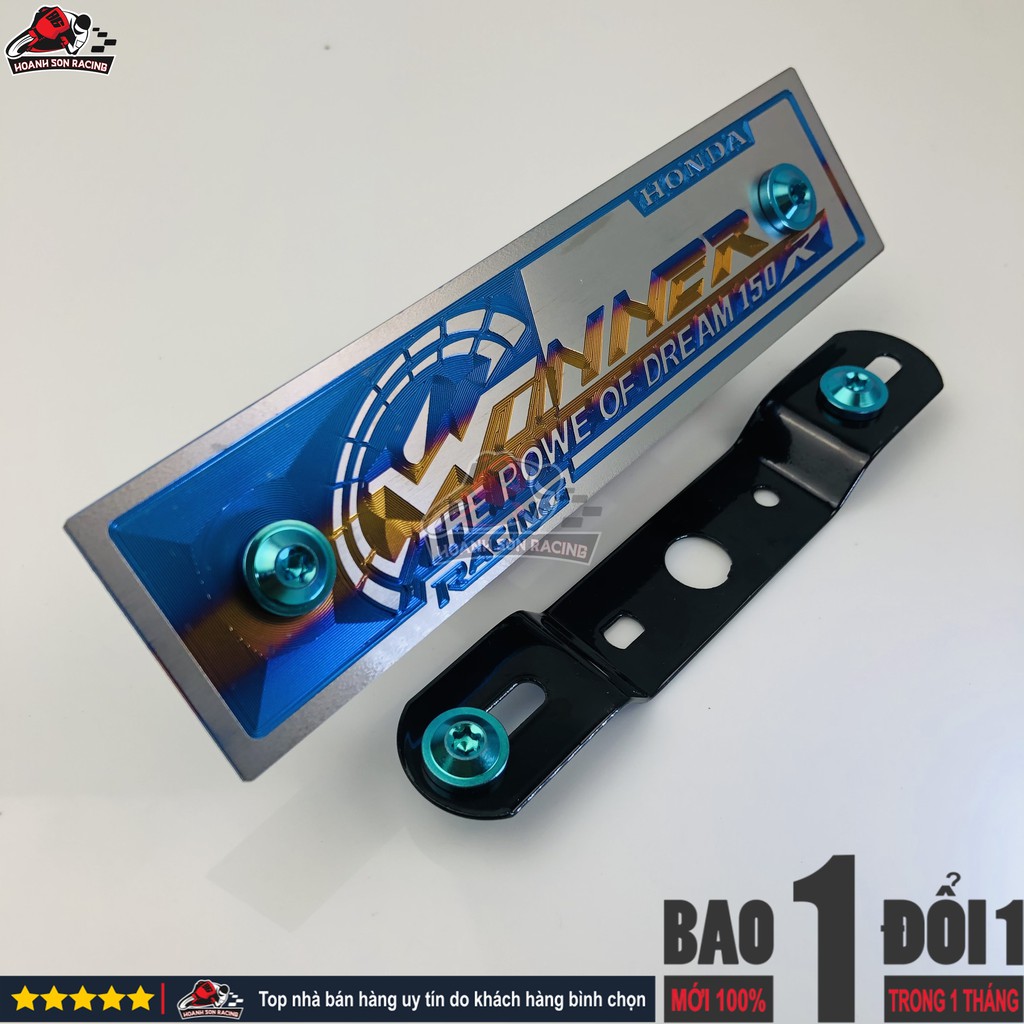 Bảng tên 3D WINNER  titan chính hãng, tặng pát gắn và ốc titan gr5 xanh lục bảo  Hoành Sơn Racing
