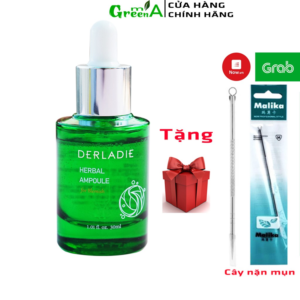 Serum Tràm Trà Derladie Tinh Chất Giảm Mụn Herbal Ampoule For Blemish Hết Mụn Sau 14 Ngày [NHẬP KHẨU CHÍNH HÃNG CÓ TEM]