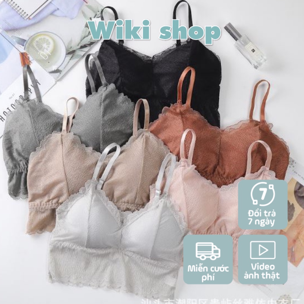 Áo ngực bra nữ ren tơ nâng ngực - Áo lót bralette tập gym coton mềm không gọng mút mỏng YLY26