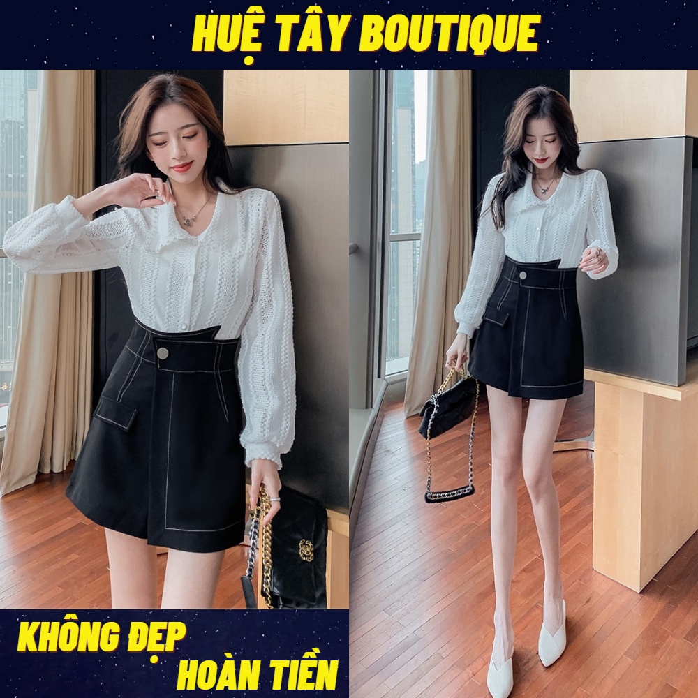 Chân váy nữ, chân váy nữ kaki dày dặn phối chỉ trắng đủ size S M L SKUCV-20