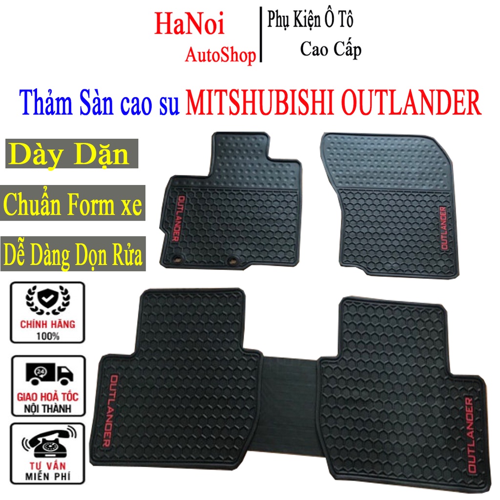 HÀNG CAO CẤP|Thảm Lót Sàn Cao Su Cho Xe Mitsubishi Outlander cao cấp - hàng không mùi , cao su đúc, vừa form xe