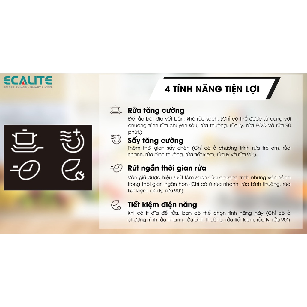 Máy Rửa Chén Độc Lập Ecalite EDW-JA6014ABUV - Màu Đen